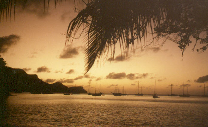 Sunset 1991 from Admiralty Bay shore at the Plantation House - Sunny Caribee